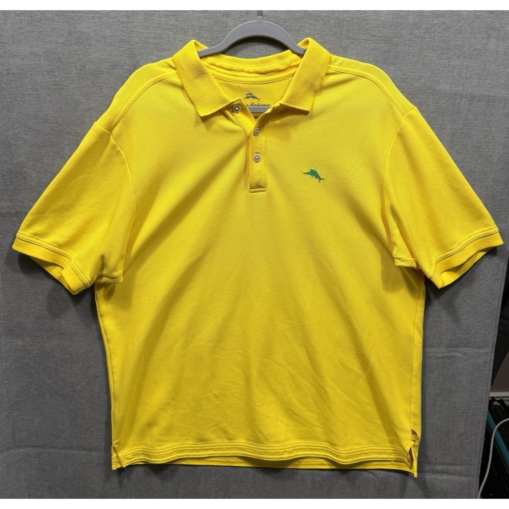 Tommy Bahama Yellow Emfielder Polo Shirt Supima Cotton Blend Marlin Mens Large